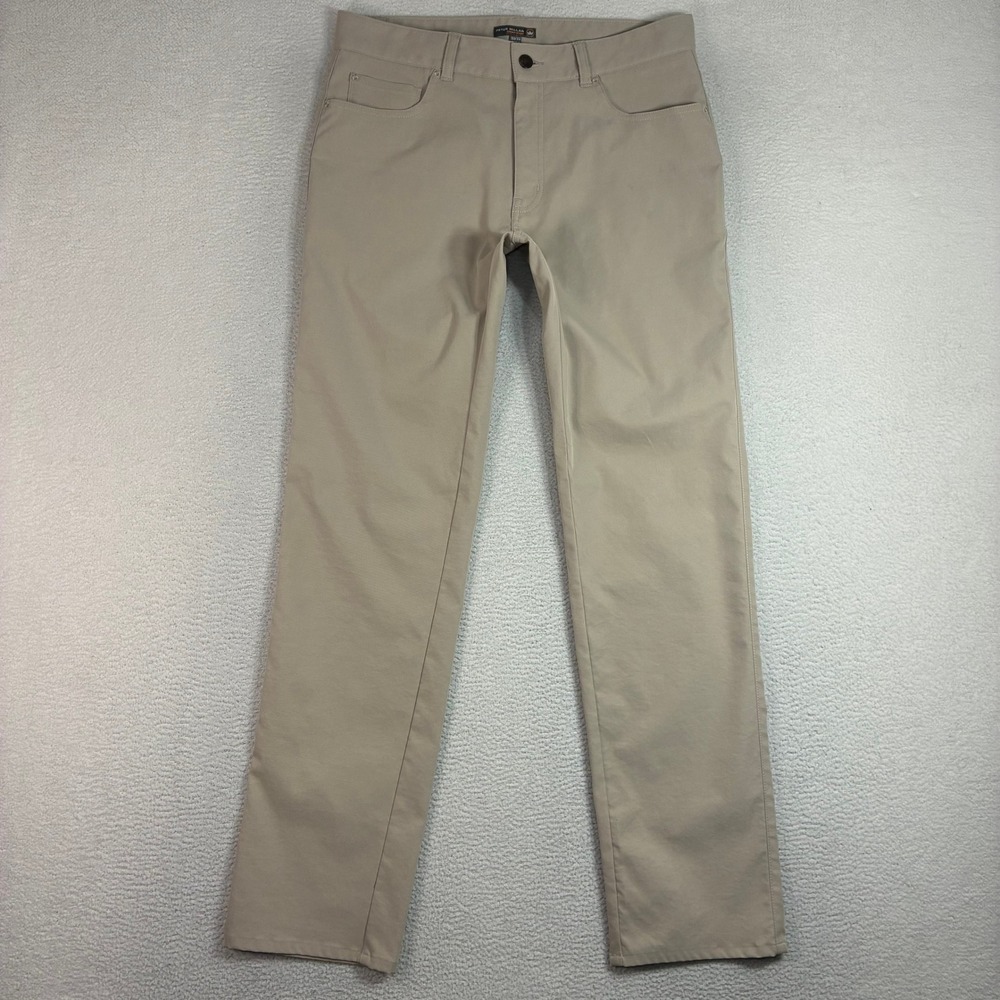 Peter Millar Crown Sport Performance Chino Pant Men 34x32 Tan Stretch Golf EB66